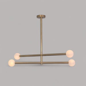 Ceiling Brass Pendant Light Mid Century Handmade 4 Lights Raw Chandelier