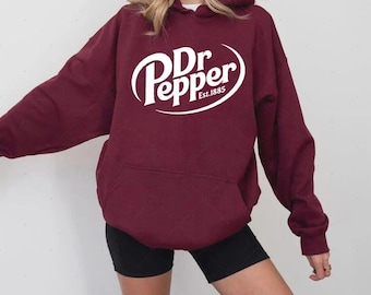 Vintage Dr. Pepper Hoodie, Retro Soda Logo Sweatshirt, Est 1885 Graphic Sweatshirt, Vintage Beverage Streetwear, Fun Gift for Soda Lovers