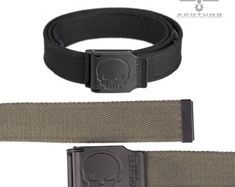 Mil-Tec black or army green skull belt