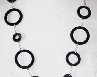 Necklace upcycled rubber circles