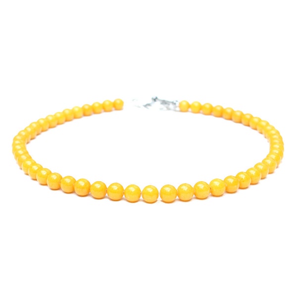 Collier jaune, collier jaune vif. Collier en pierre jaune, style italien, des années 1950 inspiré des bijoux.