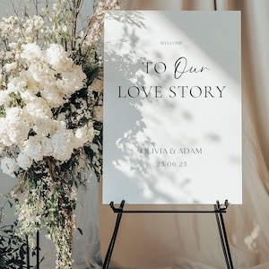 Minimalist Wedding Welcome Sign Template, Welcome to Our Love Story - Digital PDF ready for print, Modern Welcome Sign, Wed Signs