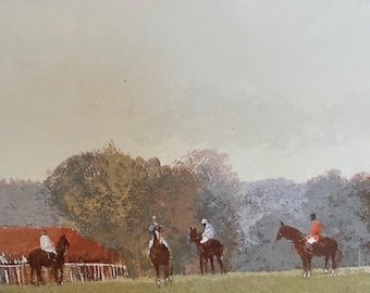 Impresión del hipódromo de Tweseldown, Roy Perry, Rhode Island. Arte ecuestre firmado.