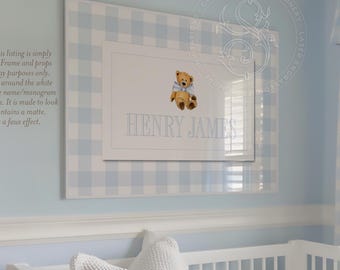 Baby Boy Name Print, Baby Boy Nursery Wall Art, Teddy Bear Nursery Art, Blue Nursery Decor Personalized Boys Room Name Art
