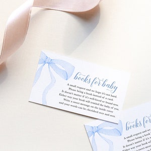 Blue Bow Baby Shower Bücher für Baby Insert Karte - Boy Baby Shower - Bring ein Buch statt einer Karte - Printables INSTANT DOWNLOAD