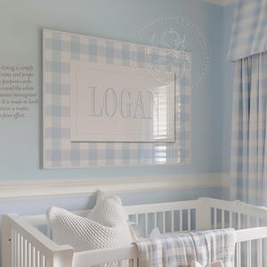 Boy Name Wall Art for Nursery - Personalized Printed Boy Room Decor - Baby Boy Nursery - Blue Gingham Name Print