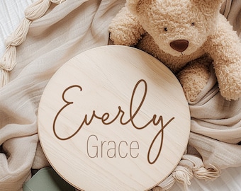 Baby Name Sign for hospital Baby Birth Announcement Sign Baby Name Plaque Newborn Name Wood Sign Engraved Wooden Name Reveal