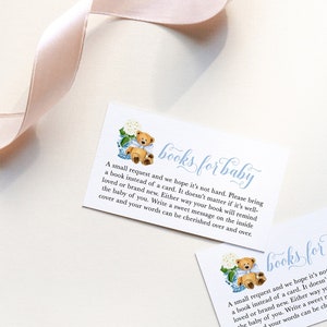 Chinoiserie Teddy Bear Baby Shower Book Request Insert Card - Boy Baby Shower - Matching Printables - Ginger Jar - Bring a Book