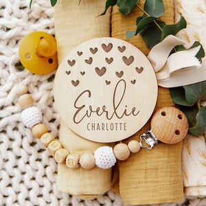 Baby Name Announcement Sign with Hearts | Hospital Crib Sign | February Birth Announcement | Newborn Photo Prop | Pregnancy Announcement