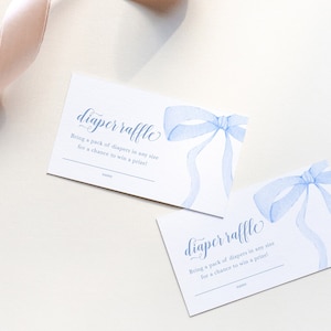 Blaue Schleife Baby Shower Windel Lotte Einlegekarte - Junge Baby Sprinkle - Printables INSTANT DOWNLOAD