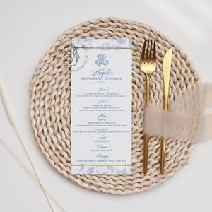 Druckbare Menükarten für die Brautparty, Brauttee-Menükarte, Brautjungfern-Menükarten, Menükarten für die Babyparty