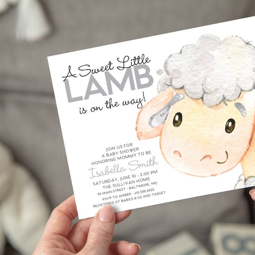 Lamb Baby Shower Invitation Boy Baby Shower Invitation Lamb Etsy