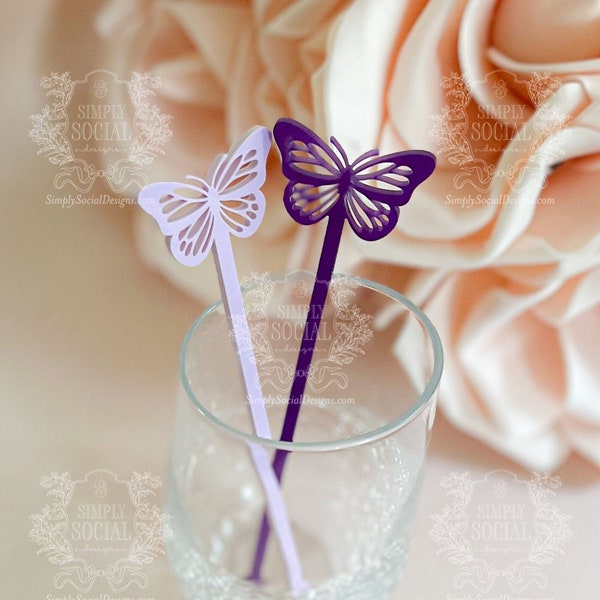 Butterfly stirrers for Girl baby shower - cocktail stirrers - acrylic stir sticks - swizzle stick - Butterfly birthday party