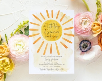 Sunshine Baby Shower Invitation: Boho Watercolor, Gender Neutral