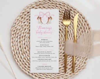 Cavalier King Charles Baby Shower Menu Cards (Digital File)