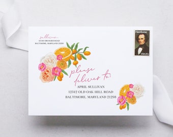 Printed Envelopes - Guest Address Printing - Return Address Printing - Citrus Themed Party - Envelope Addressing - Guest Addressing