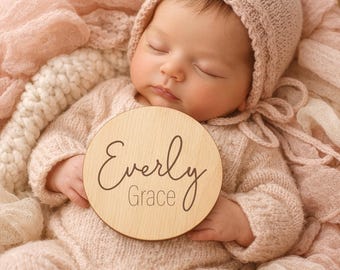 Baby Name Sign: Engraved Wood Newborn Announcement