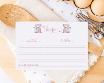 Pink Mixer Recipe Cards: Bridal Shower Kitchen Keepsake