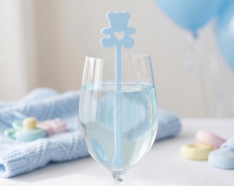 Teddy Bear Drink Stirrers – Baby Shower Acrylic Swizzle Sticks