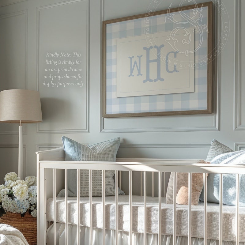 Over Crib Monogram Art Print for Baby Boy Nursery