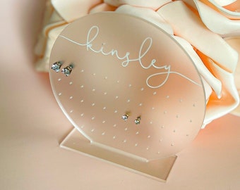 Earring Holder for Girl, Earring Stand, Personalized Kids Gift, Frosted Acrylic Earring Display, Jewelry Organizer, Girls Earring Organizer