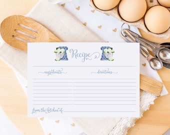 Blue Toile Recipe Cards: Bridal Shower Kitchen Gift