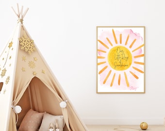 Sunshine Nursery Wall Art - Our Little Ray of Sunshine Printable 16x20 INSTANT DOWNLOAD