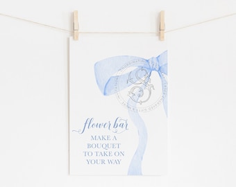 Flower Bar Sign for Blue Bow Boy Baby Shower - Printable 18x24" INSTANT DOWNLOAD - Make a Bouquet