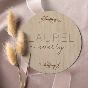 newborn name wood sign laurel, newborn photo prop, baby name announcement, wooden newborn name sign, birth announcement sign, name plaque