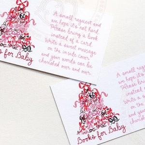 Cartes à insérer pour la fête prénatale de Noël - Livres pour bébé avec noeud rouge et rose à imprimer