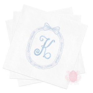 Printed Napkins for Baby Boy Shower - Printed Paper Napkins - Monogram Initial Napkins for Baby Boy Sprinkle - Custom Cocktail Napkins