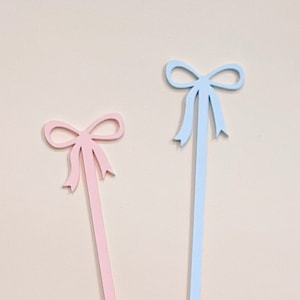 Bow drink stirrers for gender reveal party - cocktail stirrers - acrylic stir sticks - swizzle stick - baby sprinkle - pink or blue