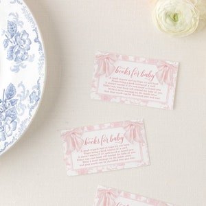 Libros de baby shower con motivos chinoiserie rosa para insertar tarjetas - Baby Shower de niña - Lleva un libro en lugar de una tarjeta - Imprimibles
