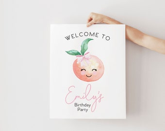 Peach Birthday Welcome Sign: Sweet Party Theme (Digital Download)