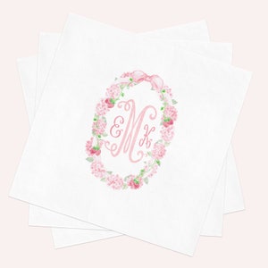 Berry First Birthday Napkins, Strawberry Monogram Napkins for Girl Baby Shower or Birthday Party, Paper Napkins, Cocktail Napkins
