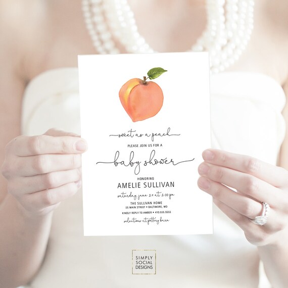 peach baby shower invitations
