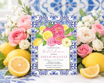Lemon Bridal Shower Invitations: Italian Tile, Positano Luncheon