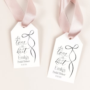 Printable Favor Tag for Tying the Knot Bridal Shower - Black bow ribbon