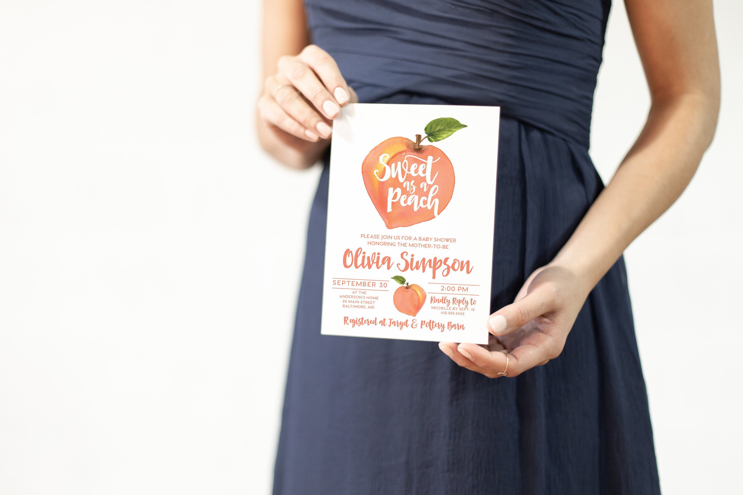 peach baby shower invitations