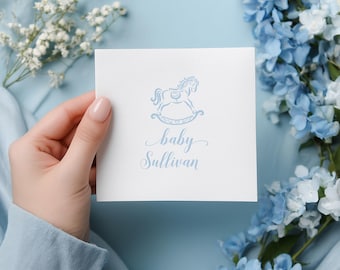 Rocking Horse Baby Shower Napkins: Personalized Party Decor
