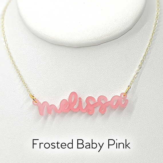 Personalized Jewelry for Her Acrylic Name Necklace Neon Pink Necklace Hot Pink Necklace Plastic Nameplate Jewelry for Movie Premiere Etsy Australia