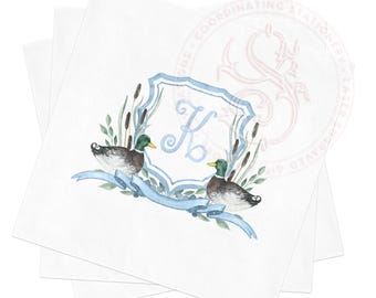Mallard Duck Baby Shower Napkins: Monogrammed Party Decor