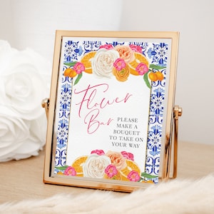 Flower Bar Sign for Citrus Themed Bridal Shower - Printable 8x10 INSTANT DOWNLOAD - Make a Bouquet