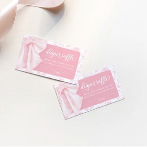 Tarjetas de inserción para rifa de pañales para baby shower con diseño chinoiserie rosa - Imprimibles
