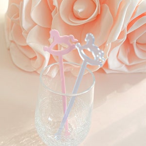 Rocking Horse Drink stirrers for Boy baby shower - cocktail stirrers - acrylic stir sticks - swizzle stick - baby girl sprinkle image 12