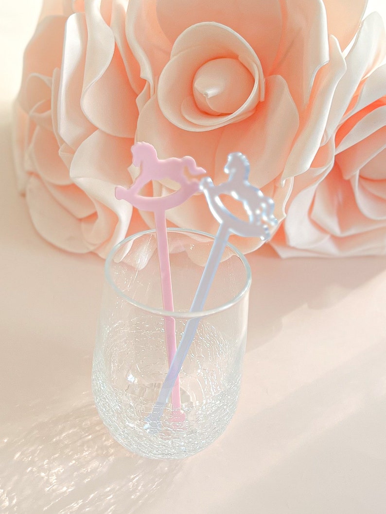 Rocking Horse Drink stirrers for Boy baby shower - cocktail stirrers - acrylic stir sticks - swizzle stick - baby girl sprinkle image 12