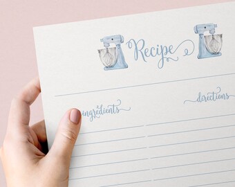 Blue Stand Mixer Recipe Cards: Bridal Shower Keepsake (Instant Download)