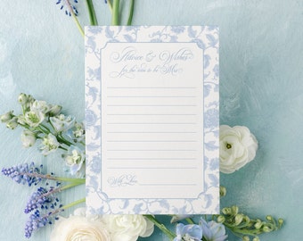INSTANT DOWNLOAD - Advice and Wishes for the soon to be Mrs - Blue Toile Chinoiserie PRINTABLE