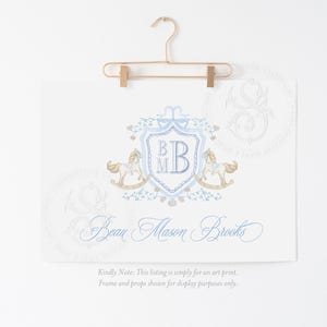 Rocking Horse Nursery Print | Grandmillennial Baby Boy Monogram image 7
