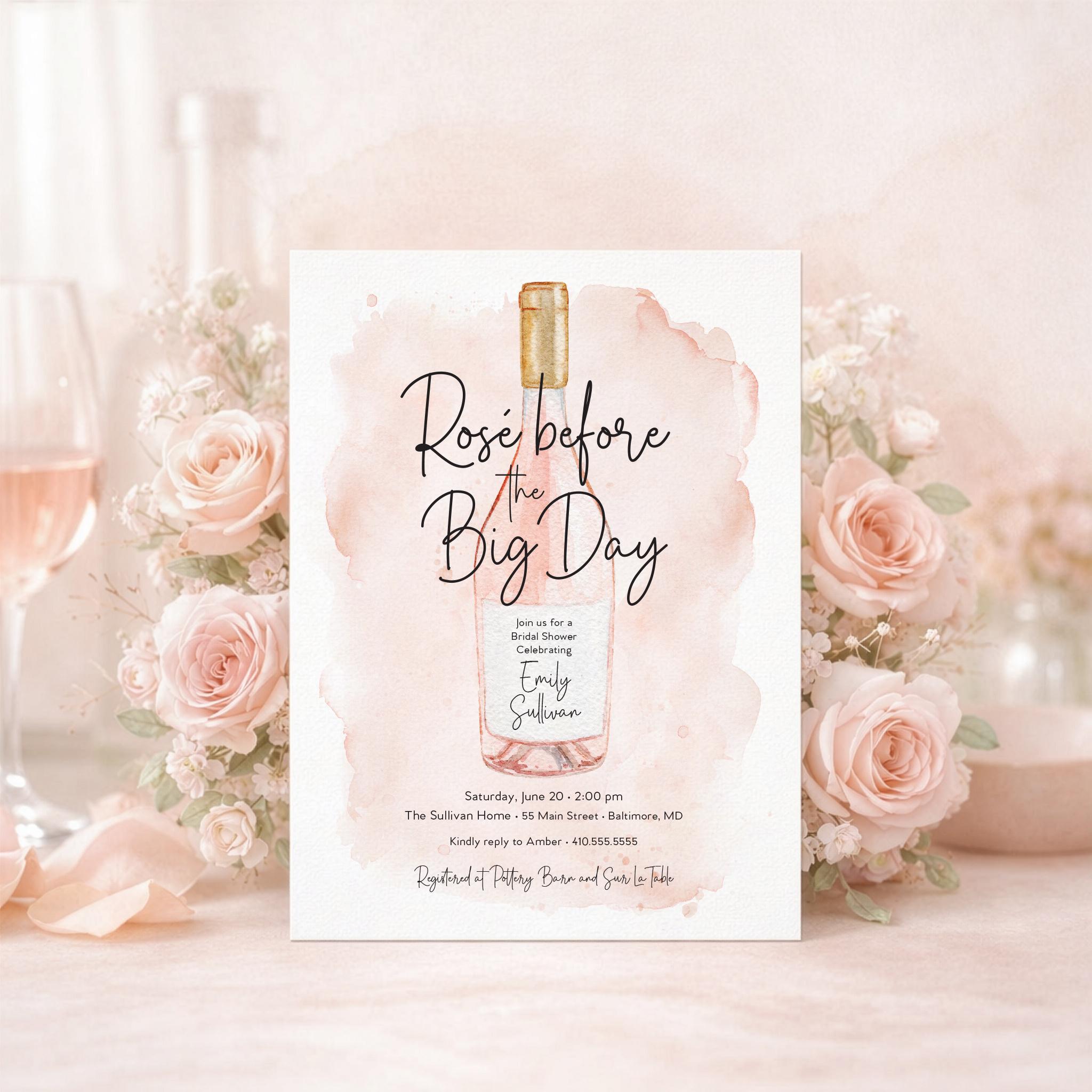 Rosé Before the Big Day Bridal Shower Invitation - Etsy 日本